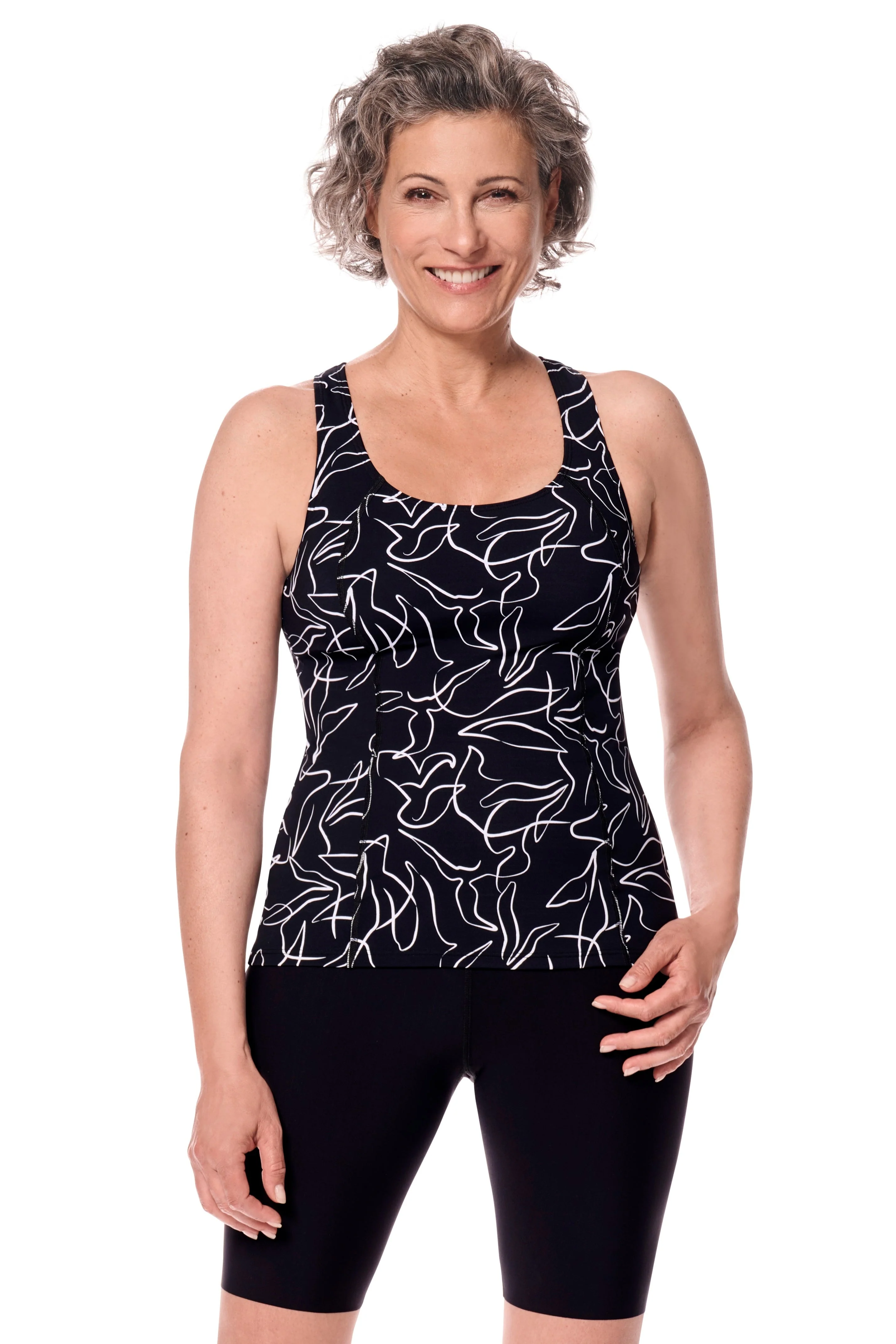 Amoena Lagos Mastectomy Lymphoedema Tankini - Black/White