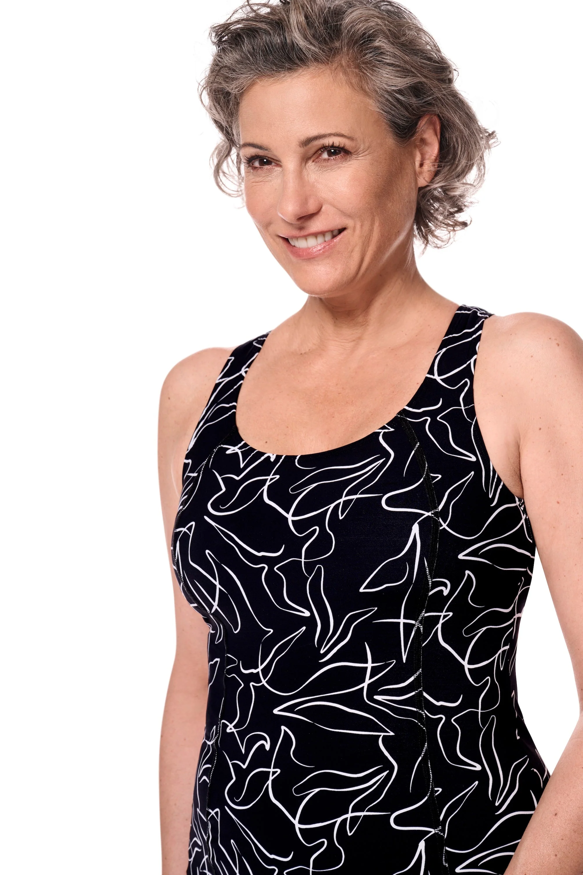 Amoena Lagos Mastectomy Lymphoedema Tankini - Black/White - Image 3