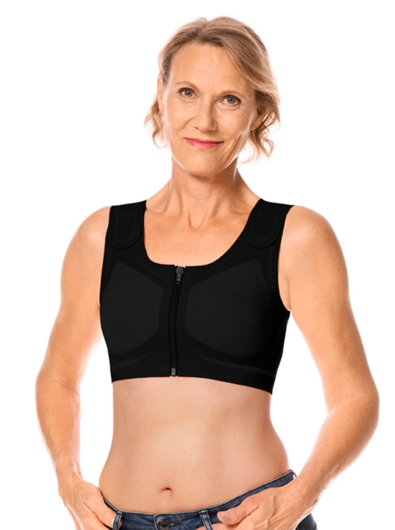 Amoena Lymph Flow Front Closure Soft Mastectomy Bra - Black - Image 2