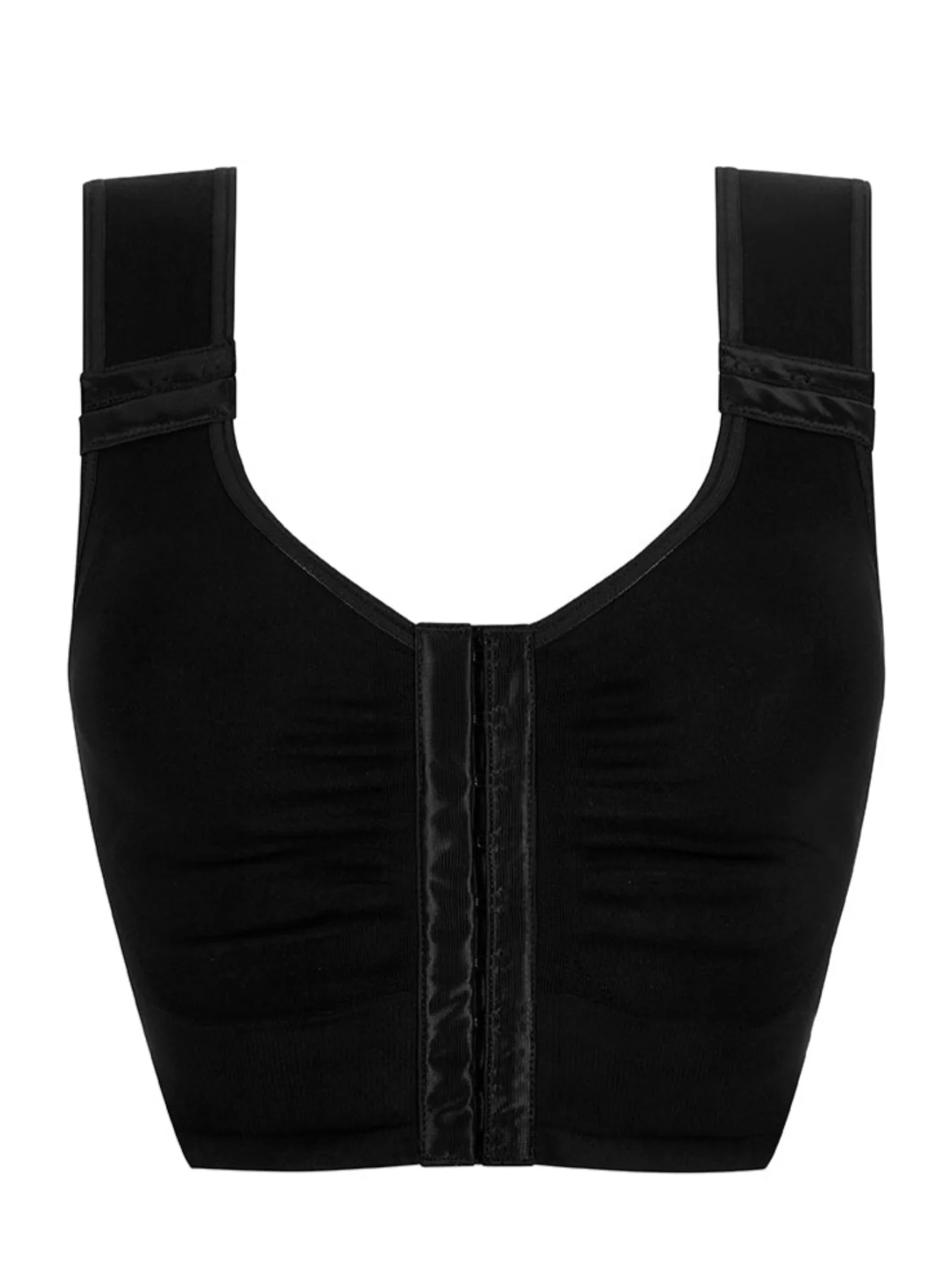 Amoena Lymph Flow Long Front Closure Soft Mastectomy Bra - Black - Image 5