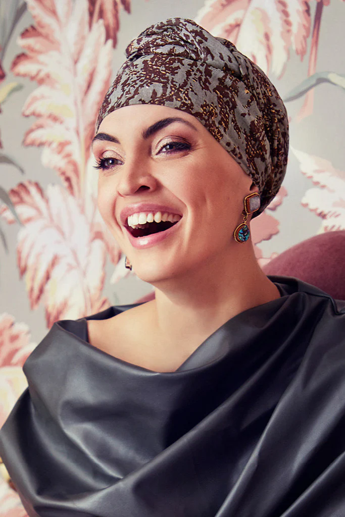 Christine Amber Boho Hair Loss Turban - Gold Dust Brown
