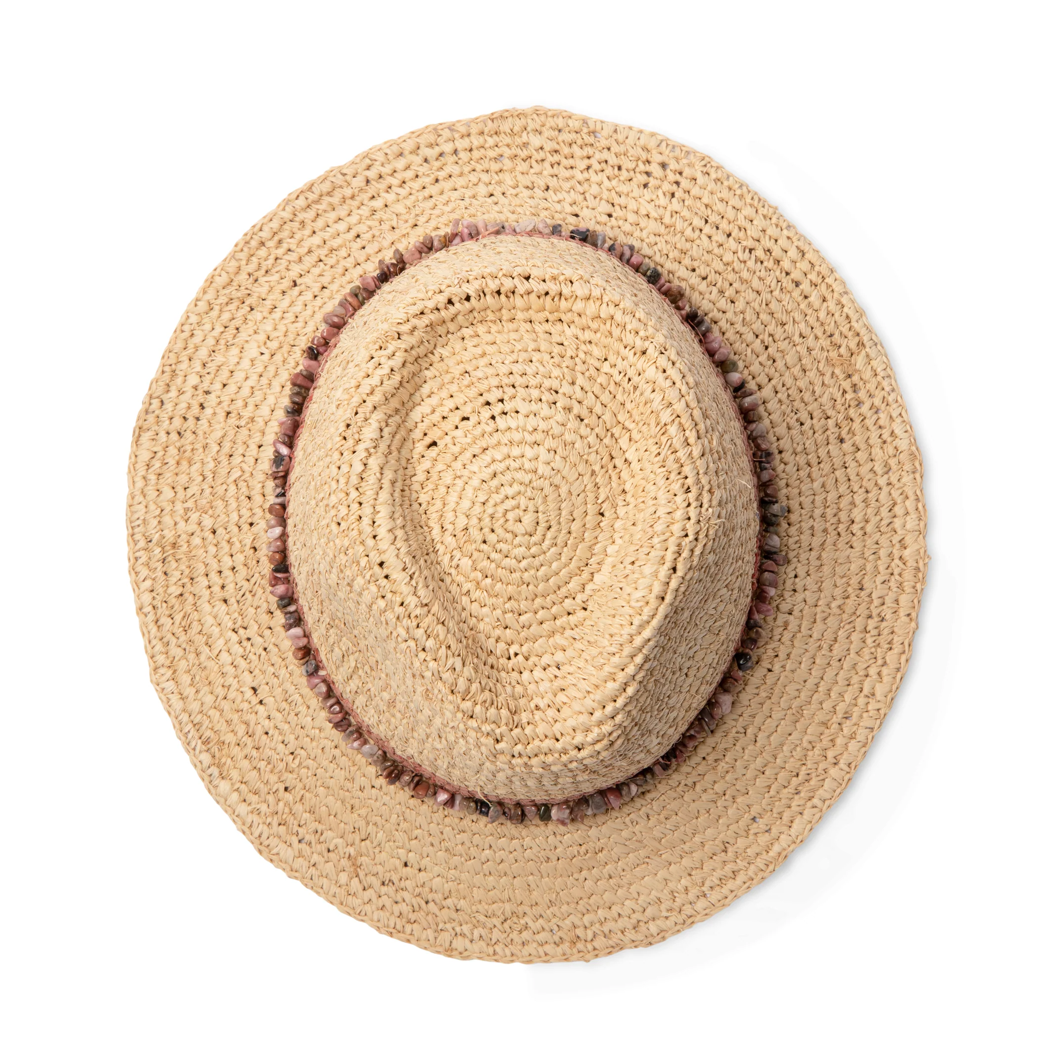 Rigon Christine Raffia Fedora - Natural/Old Rose - Image 6